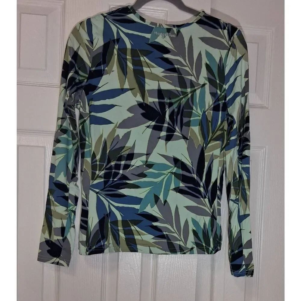 Hang ten womens small top upf 50 uv sun protection shirt spruce green Hawaiian - Picture 4 of 8